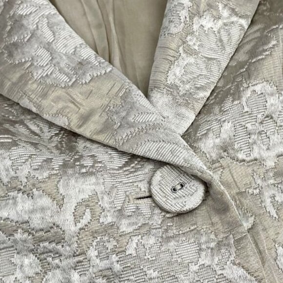 ANN TAYLOR Floral Blazer Top Womens Jacket Size 0 Cream Beige Two Button - Picture 4 of 11